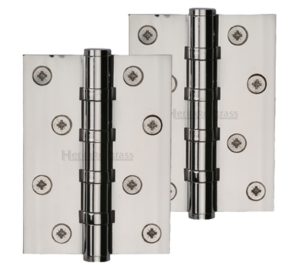 Heritage Brass 4" x 3" Ball Bearing (Steel Pin) Hinges, Polished Nickel - (sold in pairs)