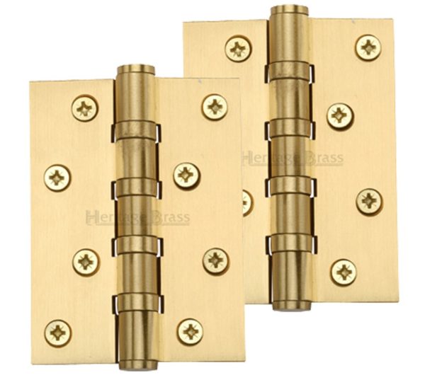 Heritage Brass 4" x 3" Ball Bearing (Steel Pin) Hinges, Satin Brass - (sold in pairs)