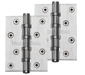 Heritage Brass 4" x 3" Ball Bearing (Steel Pin) Hinges, Satin Chrome - (sold in pairs)