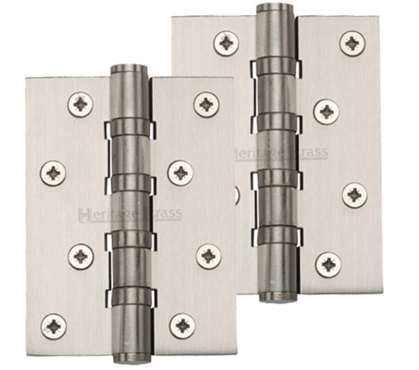 Heritage Brass 4" x 3" Ball Bearing (Steel Pin) Hinges, Satin Nickel - (sold in pairs)