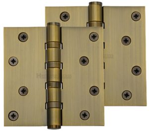 Heritage Brass 4" x 4" Ball Bearing (Steel Pin) Hinges, Antique Brass - (sold in pairs)