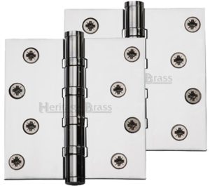 Heritage Brass 4" x 4" Ball Bearing (Steel Pin) Hinges, Polished Chrome - (sold in pairs)