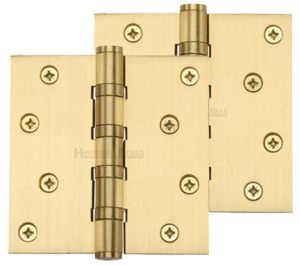 Heritage Brass 4" x 4" Ball Bearing (Steel Pin) Hinges, Satin Brass - (sold in pairs)