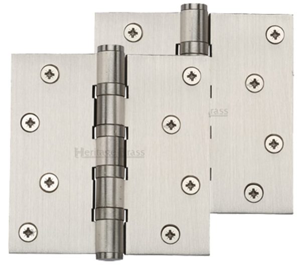 Heritage Brass 4" x 4" Ball Bearing (Steel Pin) Hinges, Satin Nickel - (sold in pairs)