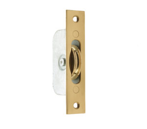 Frelan Hardware Sash Window Axle Pulley, Polished Brass With Brass Roller