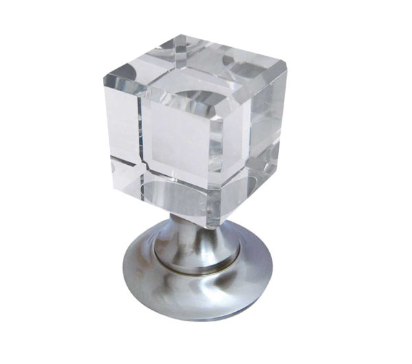 Frelan Hardware Cube Glass Mortice Door Knob, Satin Nickel (sold in pairs)