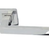 Frelan Hardware Sirius Door Handles On Square Rose, Polished Stainless Steel (sold in pairs)