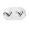Frelan Hardware Double Robe Hook On Rounded Backplate, Polished Stainless Steel