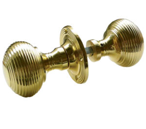 Reeded Rim Door Knob Polished Brass