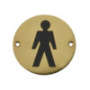 Frelan Hardware Male Pictogram Sign (75mm Diameter), Polished Brass