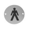 Frelan Hardware Male Pictogram Sign (75mm Diameter), Satin Aluminium