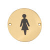 Frelan Hardware Female Pictogram Sign (75mm Diameter), Polished Brass