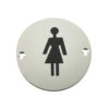 Frelan Hardware Female Pictogram Sign (75mm Diameter), Satin Aluminium