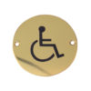 Frelan Hardware Disability Pictogram Sign (75mm Diameter), Polished Brass