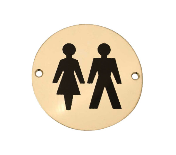 Frelan Hardware Unisex Pictogram Sign (75mm Diameter), Polished Brass