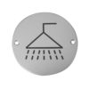 Frelan Hardware Shower Pictogram Sign (75mm Diameter), Satin Aluminium