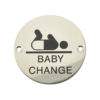 Frelan Hardware Baby Change Pictogram Sign (75mm Diameter), Polished Stainless Steel