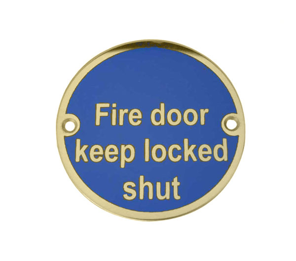 Frelan Hardware Fire Door Keep Locked Shut (75mm Diameter), Polished Brass