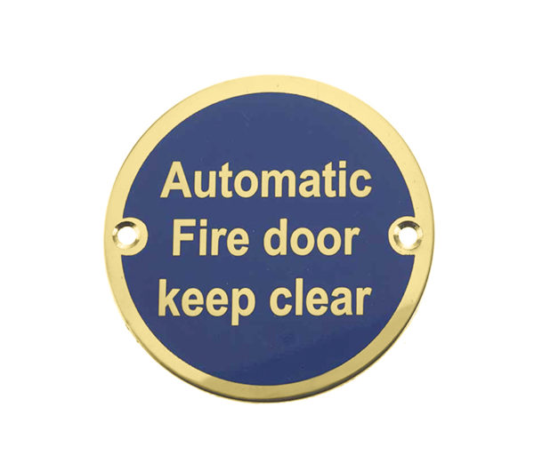 Frelan Hardware Automatic Fire Door Keep Clear (75mm Diameter), Polished Brass