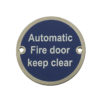 Frelan Hardware Automatic Fire Door Keep Clear (75mm Diameter), Satin Stainless Steel