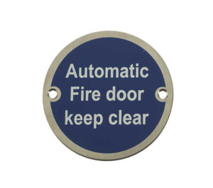 Frelan Hardware Automatic Fire Door Keep Clear (75mm Diameter), Satin Stainless Steel