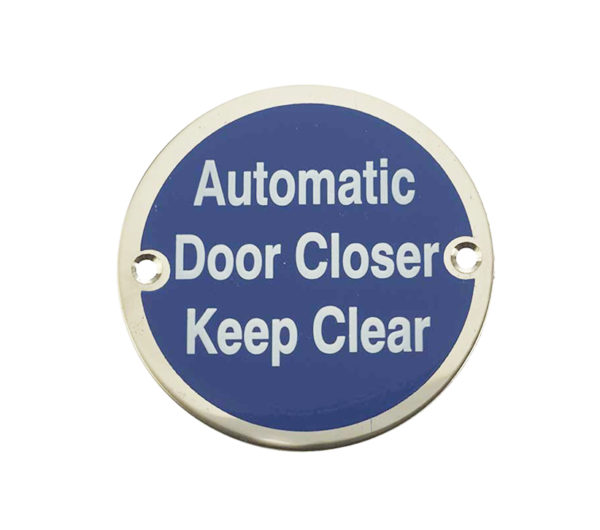 Frelan Hardware Automatic Door Closer Keep Clear (75mm Diameter), Polished Stainless Steel