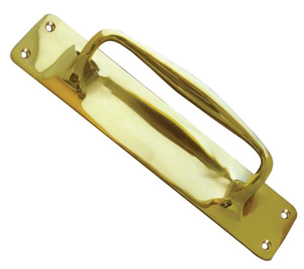 Frelan Hardware Pull Handle On Plate (300mm Backplate), Polished Brass