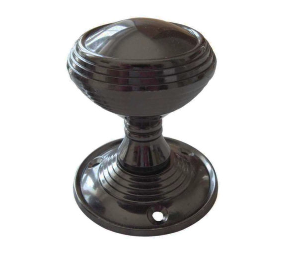 Frelan Hardware Lined Mortice Door Knob, Polished Black Nickel (sold in pairs)