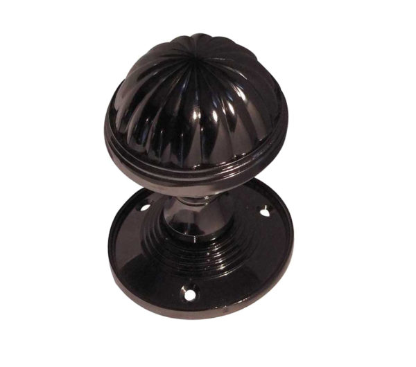 Frelan Hardware Fluted Mortice Door Knob, Polished Black Nickel (sold in pairs)