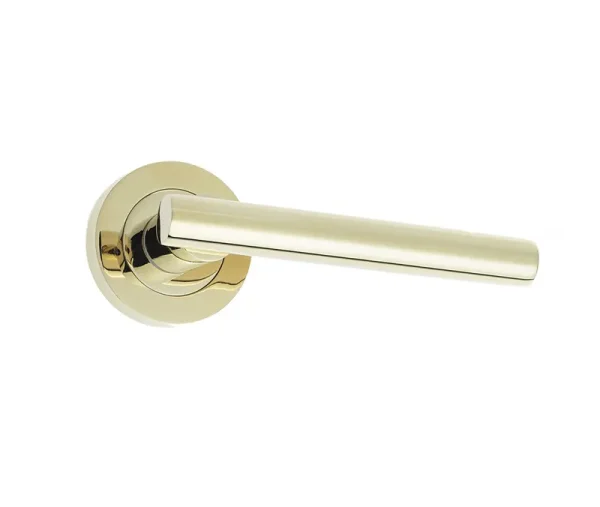 Petra Door Handle on Rose PVD Brass