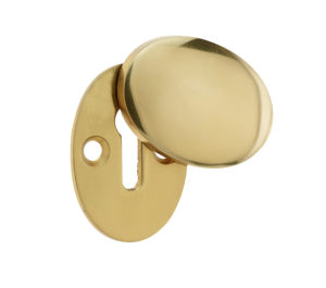 Frelan Hardware Standard Profile Oval Covered Escutcheon, Polished Brass