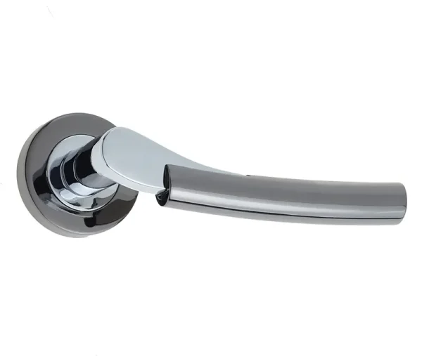 Arkus Door Handle on Rose Polished Chrome/Polished Black Nickel