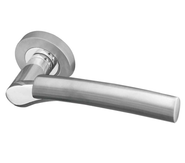 Arkus Door Handle on Rose Polished Chrome/Satin Chrome