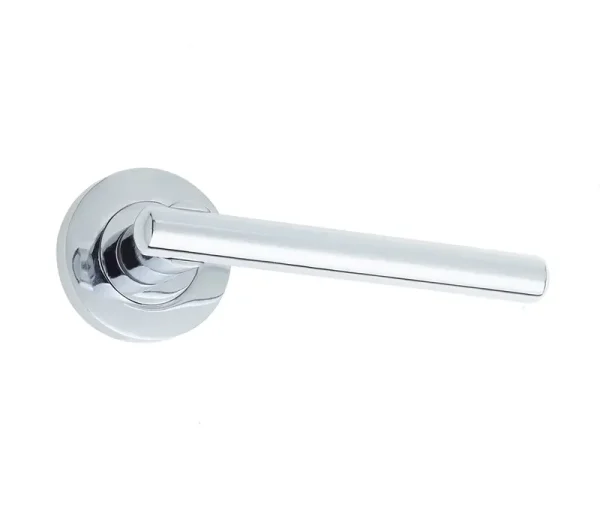 Rosetta Door Handle on Rose Polished Chrome