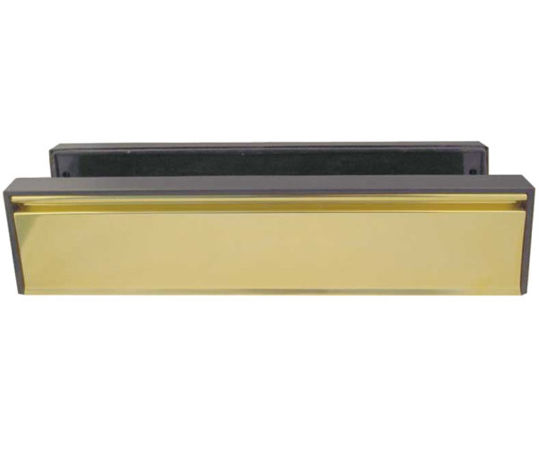 Frelan Hardware Telescopic PVCu Sleeved Letterplate (295mm x 71mm), Gold Anodised