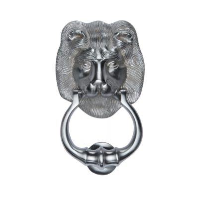 Heritage Brass Lion Head Door Knocker, Satin Chrome