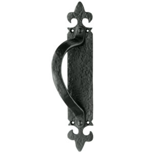 Ludlow Foundries Offset Pull Handle On Backplate (Left OR Right Hand), Black Antique
