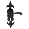 Ludlow Foundries Fleur De Lys Door Handles On Backplate, Black Antique - LF5504 (sold in pairs)