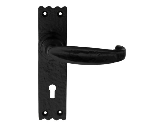 Ludlow Foundries Slimline V Door Handles On Backplate, Black Antique (sold in pairs)