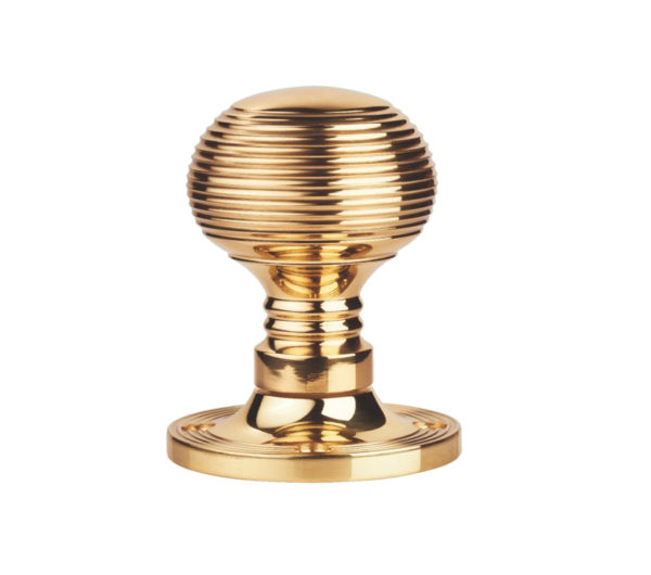 Manital Queen Anne Mortice Door Knob, Polished Brass (sold in pairs)