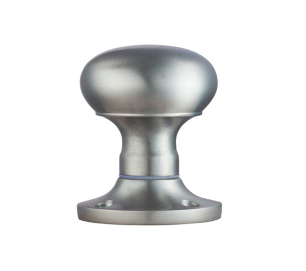 Manital Victorian Mushroom Solid Half Sprung Mortice Door Knob (Face Fixed), Satin Chrome (sold in pairs)