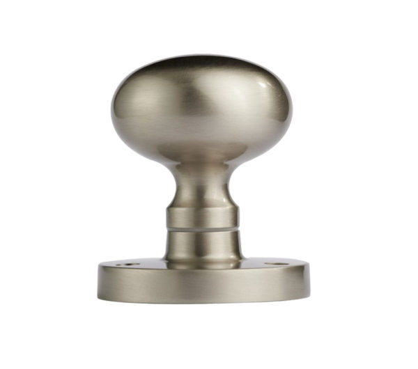 Manital Victorian Mushroom Solid Half Sprung Mortice Door Knob (Face Fixed), Satin Nickel (sold in pairs)