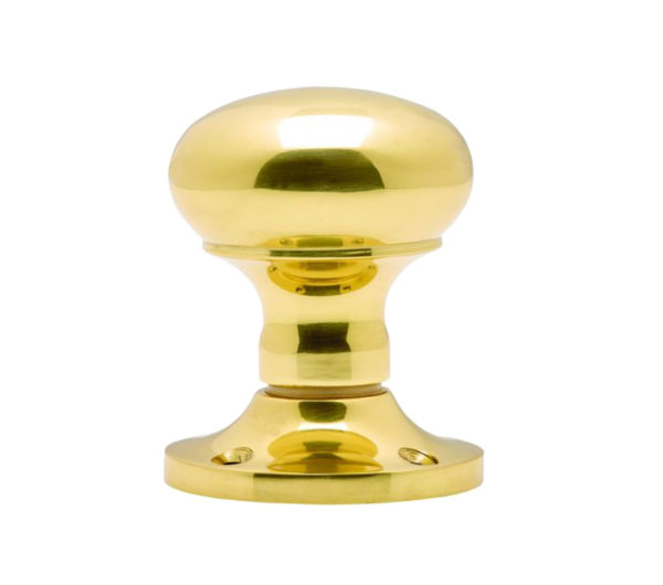 Manital Victorian Mushroom 56mm Diameter Base Unsprung Mortice Door Knob (Face Fixed), Polished Brass (sold in pairs)