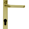 Straight Narrow Plate, 92mm C/C, Euro Lock, Polished Brass Door Handles (sold in pairs)