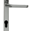 Straight Narrow Plate, 92mm C/C, Euro Lock, Polished Chrome Door Handles (sold in pairs)