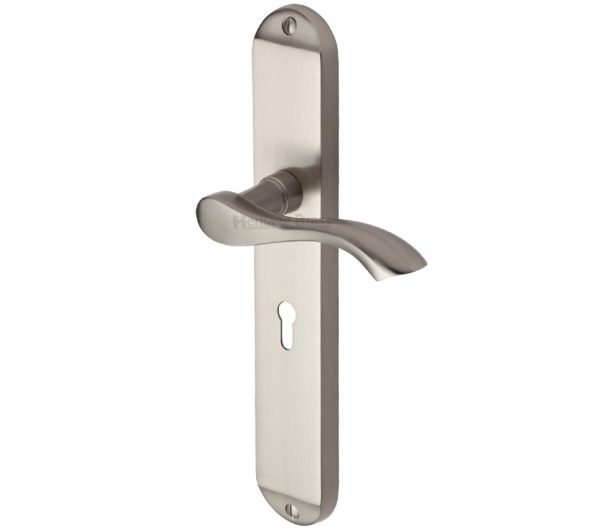 Heritage Brass Algarve Long Satin Nickel Door Handles (sold in pairs)