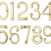 Face Fix Door Numerals (0-9), Polished Brass