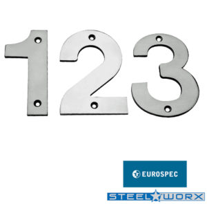 Eurospec Stainless Steel 100mm Screw Fix Numerals (0 - 9)