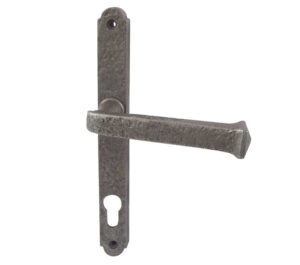 Frelan Hardware PVCu Lever Door Handles (240mm Backplate - 92mm C/C Euro Lock), Pewter