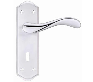 Zoo Hardware Project Range Asti Door Handles On Backplate, Dual Finish Satin Chrome & Polished Chrome (sold in pairs)